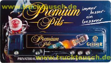 Gessner (Sonneberg) Premium Pils, mit schräger Bügelflasche und Logo