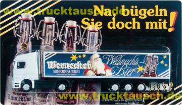 Wernecker Weihnachtsbier (1999), mit Weihnachtsmann, 2 Bügelflaschen und Sternen