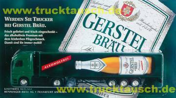 Gerstelbräu (Henninger) alkoholfrei, mit liegender Flasche