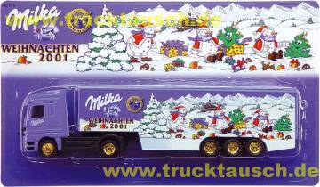Milka 150 004, Weihnachten 2001, mit Weihnachtsmännern im Schnee