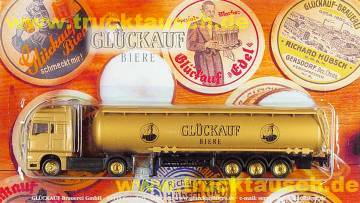 Glückauf Biere (Gersdorf) mit 2 Logos (alte Bierdeckel auf Blister)