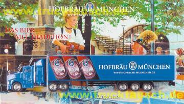 Hofbräu München Maibock, mit 3 schrägen Flaschen