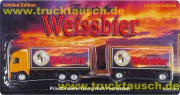 Fuchsstadter Wolf Nr.2, Weissbier, mit Logo vor Wolken, Dachspoiler schwarz
