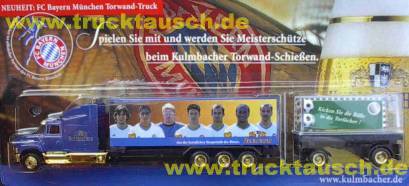 Kulmbacher FC Bayern München Torwand Truck, Hängerkasten transparent mit Torwand und 2 Bällen