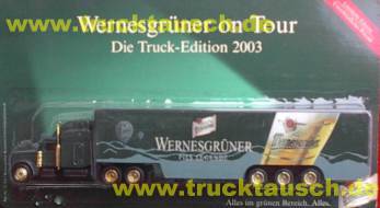 Wernesgrüner Truck-Ed. 2003, Pils Legende, mit Etikett, Glas und 2 Ballons
