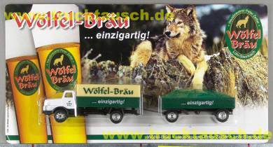 Wölfel-Bräu (Zeitler, Lohr) mit Schriftzug, Wolf auf Blister