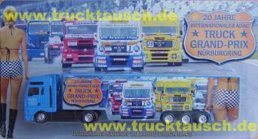 Truck Grand-Prix Nürburgring 20 Jahre, mit Renntrucks und Frau in karierter Hose