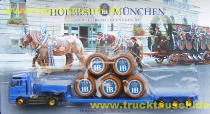 Hofbräu München Mein München, mit 5 riesigen Fässern auf Tieflader, Bierkutsche auf Blister