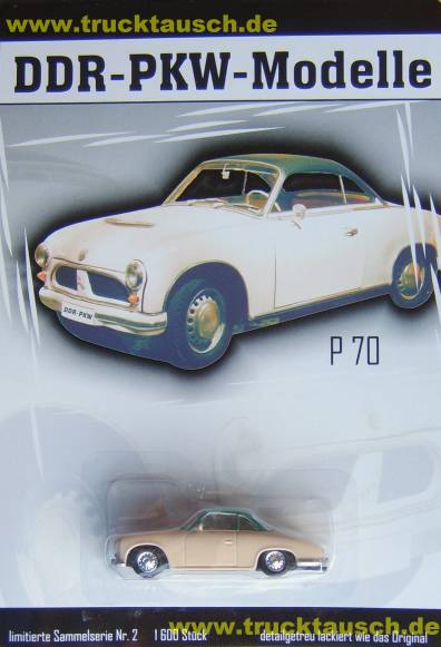 DDR PKW Modelle Nr.02, AWZ P70 Coupe, 1/64- Aufl. 1.600