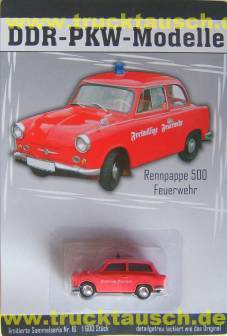DDR PKW Modelle Nr.16, Feuerwehr IFA Trabant 500 Kombi, 1/64- Aufl. 1.600