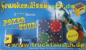 Franken Bräu (Mitwitz) 5 Sterne Pokertour, mit je 7 Spielchips in 4 Farben und 1 gelben Dealer-