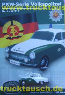 PKW-Serie Volkspolizei Nr.4, Wartburg 312 Limousine Polizei, 1/64- Aufl. 1.600