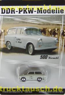 DDR PKW Modelle Nr.42, LPG 1. Mai, IFA Trabant 500 Kombi, 1/64- Aufl. 1.600
